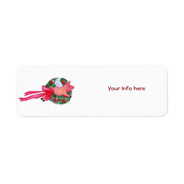 Flying Pig Drying Christmas Wreath Étiquette (Devant)