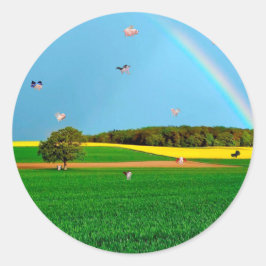 Flying Pig Farm-Aufkleber Runder Aufkleber