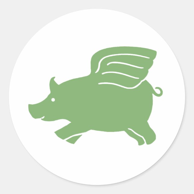 Flying Pig - Green Runder Aufkleber (Vorderseite)