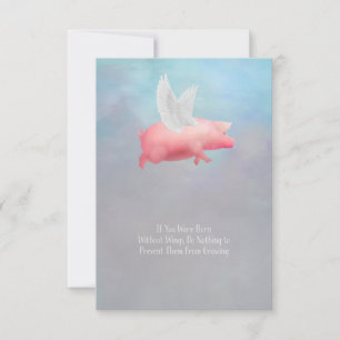 Flying Pig Grow Your Wings Flache Notizkarte Mitteilungskarte