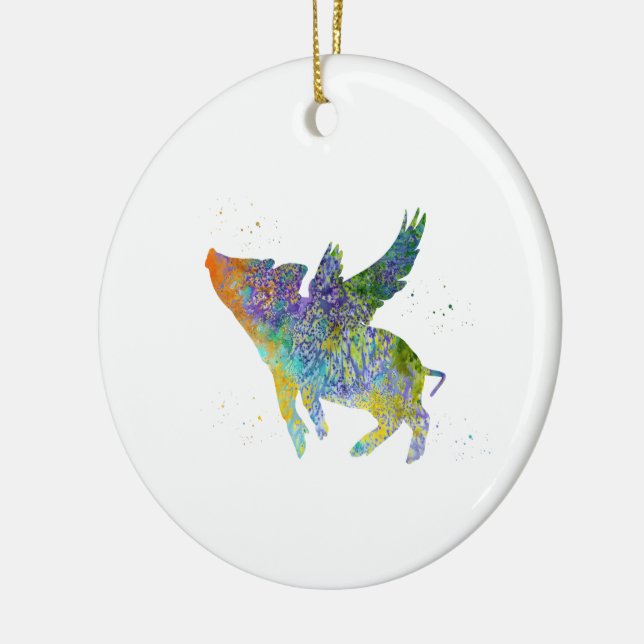 Flying Pig Keramik Ornament (Links)
