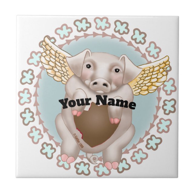 Flying Pig Kiss tile Fliese (Vorderseite)