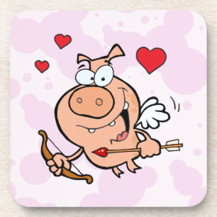 Flying Pig mit Bow und Pfeil Getränkeuntersetzer