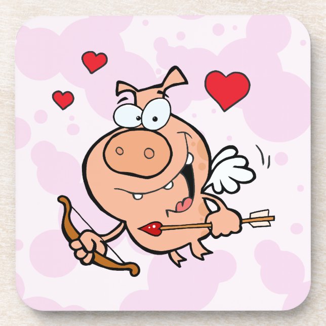 Flying Pig mit Bow und Pfeil Getränkeuntersetzer (Vorderseite)