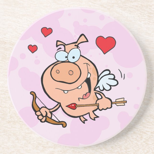 Flying Pig mit Bow und Pfeil Getränkeuntersetzer (Vorne)