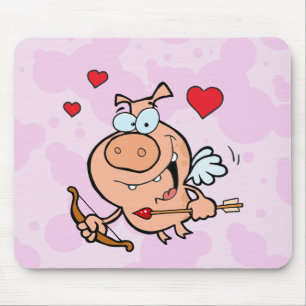Flying Pig mit Bow und Pfeil Mousepad