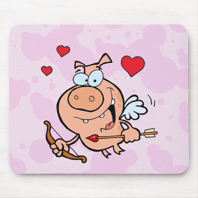 Flying Pig mit Bow und Pfeil Mousepad (Vorne)