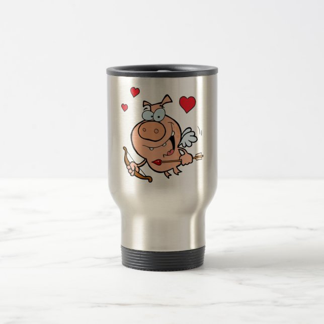 Flying Pig mit Bow und Pfeil Reisebecher (Mittel)