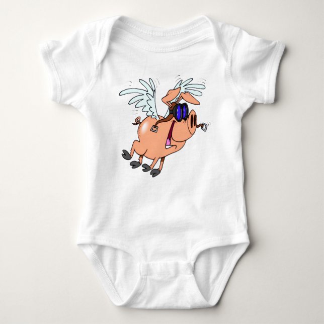 "Flying Pig mit Goggles** Baby Strampler (Vorderseite)
