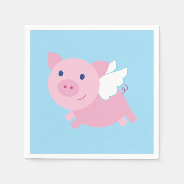 Flying Pig Niedlich 1. Geburtstag Party Napkins Serviette (Vorderseite)