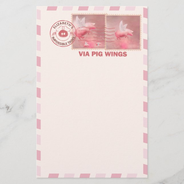 Flying Pig Postage Stationery Briefpapier (Vorderseite)
