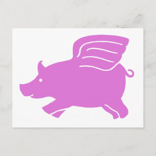 Flying Pig Postkarte - Rosa