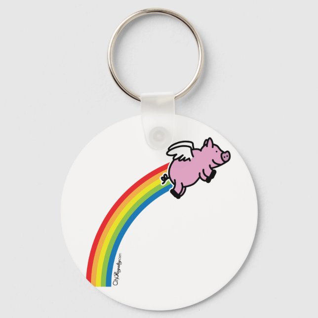 Flying Pig Rainbow Schlüsselanhänger (Vorderseite)