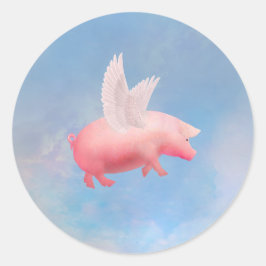 Flying Pig Runder Aufkleber