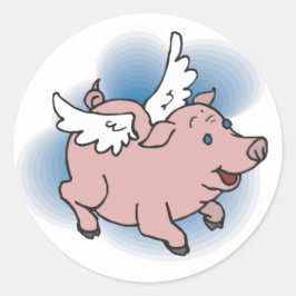 Flying Pig Runder Aufkleber