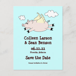 Flying Pig Save the Date, solide Rückseite Date
