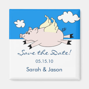 Flying Pig Speichern Sie das Date Magnet