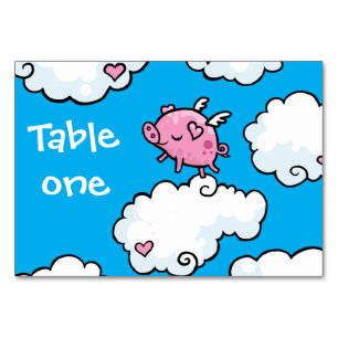 Flying Pig Tanzen auf Wolken individuell einstellb Tischnummer