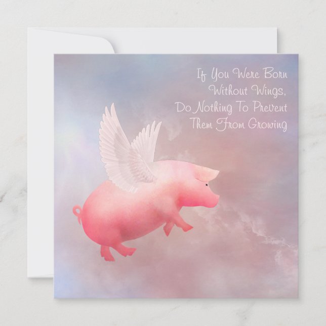 Flying Pig wächst Mitteilungskarte (Vorderseite)