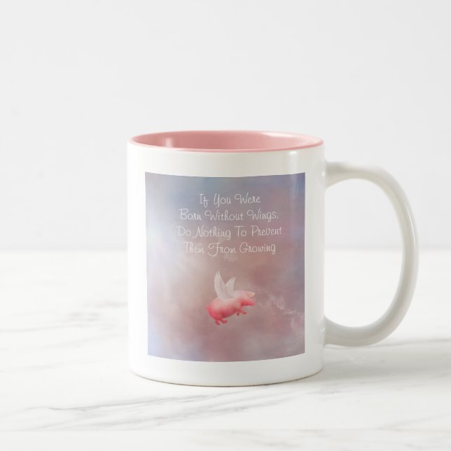 Flying Pig wächst Zweifarbige Tasse (Rechts)