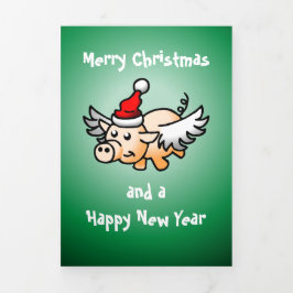 Flying Pig Weihnachtsfotokarte Dreifach Gefaltete Urlaubskarte
