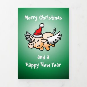 Flying Pig Weihnachtsfotokarte Dreifach Gefaltete Urlaubskarte