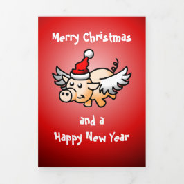 Flying Pig Weihnachtsfotokarte Dreifach Gefaltete Urlaubskarte
