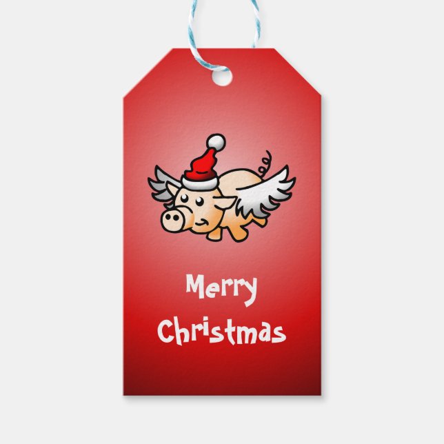 Flying Pig Weihnachtsgeschenk-Tag Geschenkanhänger (Vorderseite)