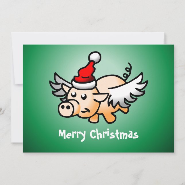 Flying Pig Weihnachtskarte Feiertagskarte (Vorderseite)