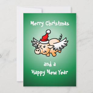 Flying Pig Weihnachtskarte Feiertagskarte