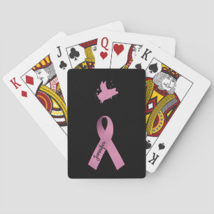 Flying Pig WIth Pink Ribbon personalize Spielkarten
