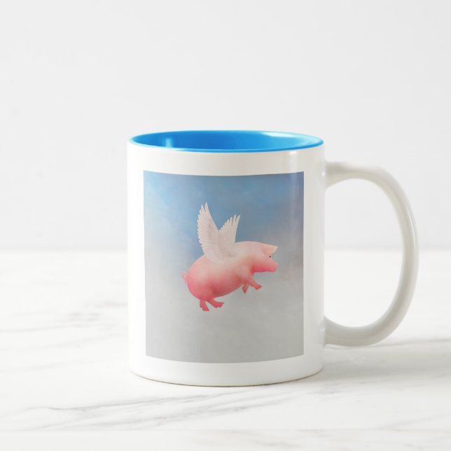 Flying Pig Zweifarbige Tasse (Rechts)
