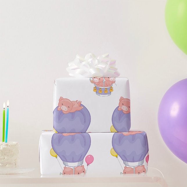 Flying Piggies in Hot Air Balloon Geschenkpapier (Von Creator hochgeladen)