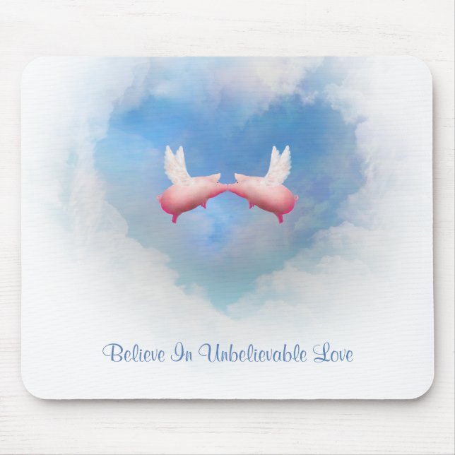 Flying Pigs Kiss-Unbelievable Love Mousepad (Vorne)