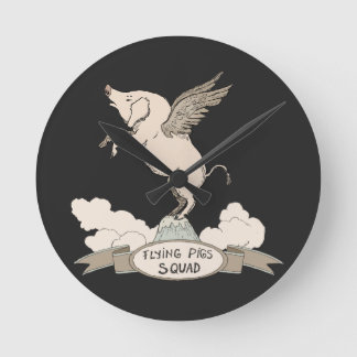 Flying Pigs Squad Runde Wanduhr