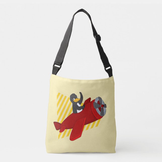 Flying Pinguin Cartoon Crossbody bag Tragetaschen Mit Langen Trägern (Vorderseite)