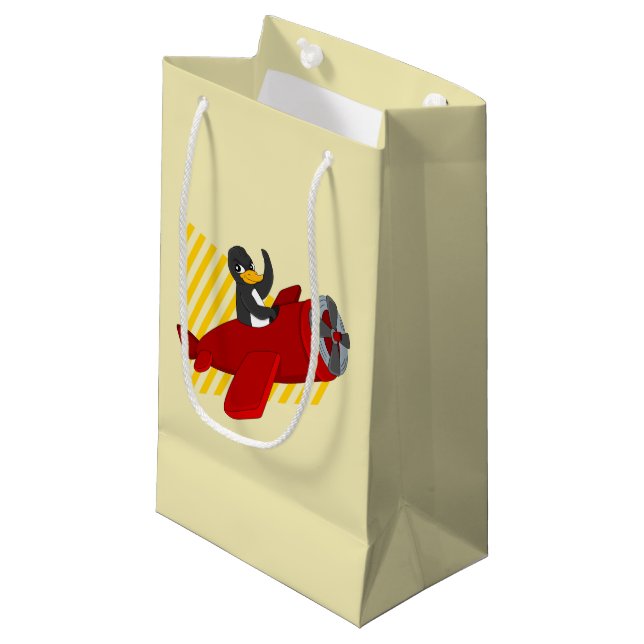 Flying Pinguin Cartoon kleine Geschenktasche Kleine Geschenktüte (Vorderseite Schrägansicht)