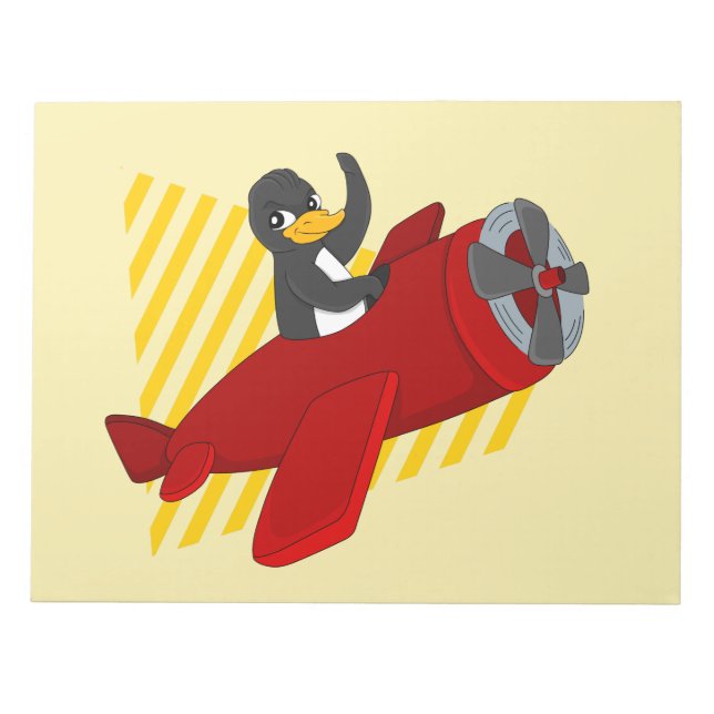 Flying Pinguin Cartoon Notizblock (Vorderseite)