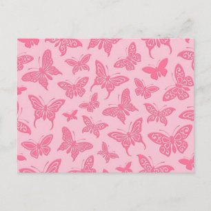 Flying Pink Butterfells Muster Postkarte