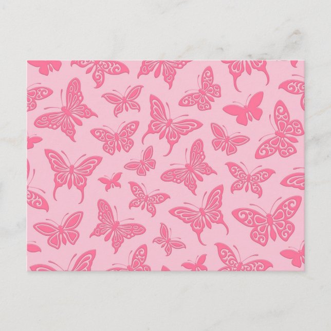 Flying Pink Butterfells Muster Postkarte (Vorderseite)