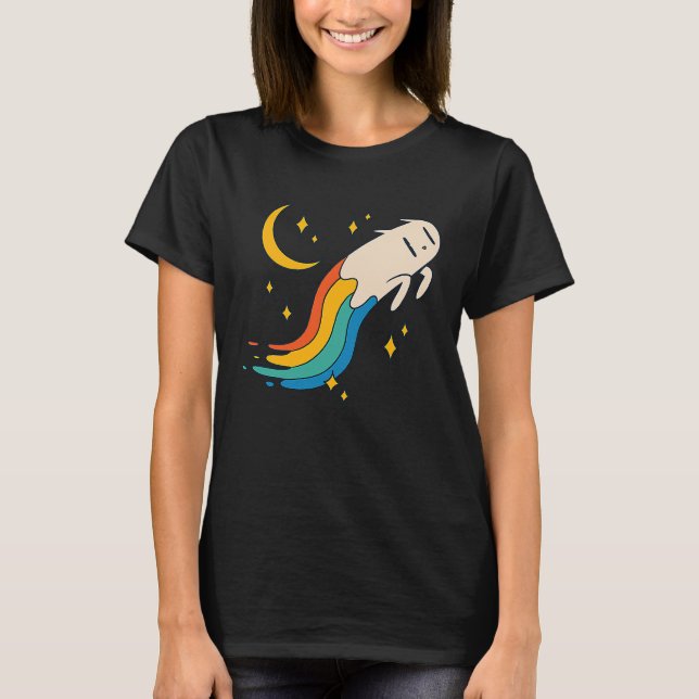 Flying Rainbow Cat Meme Cat Emo Soft Grunge EGirl T-Shirt (Vorderseite)