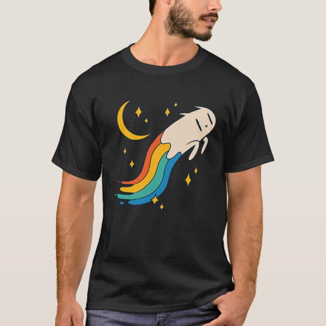 Flying Rainbow Cat Meme Cat Emo Soft Grunge EGirl T-Shirt (Vorderseite)