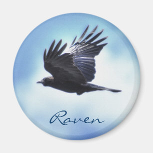 Flying Raven in Blue Sky HDR Foto Design 2 Magnet
