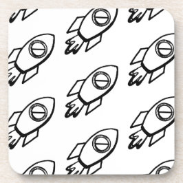 Flying Rocket Sketch-Muster Getränkeuntersetzer