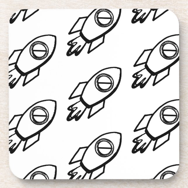 Flying Rocket Sketch-Muster Getränkeuntersetzer (Vorderseite)