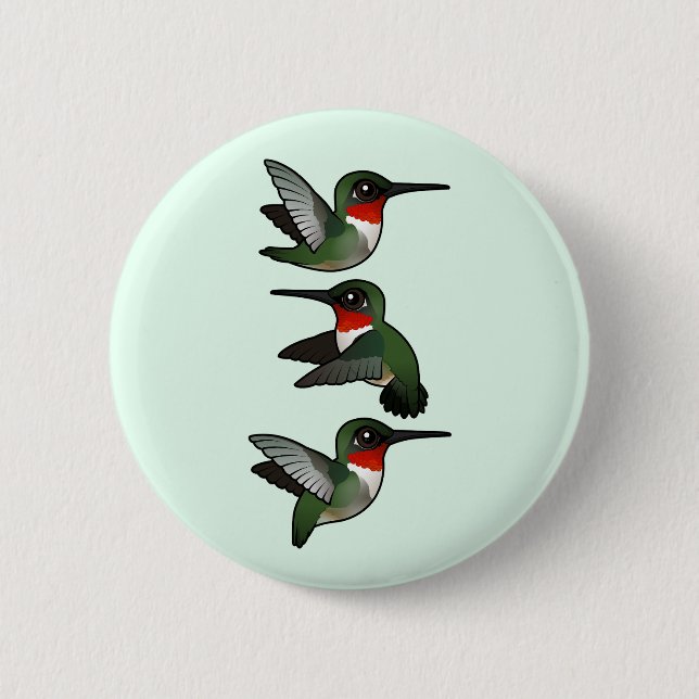 Flying Ruby-throated Hummingbird Button (Vorderseite)