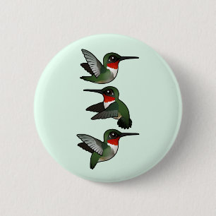 Flying Ruby-throated Hummingbird Button