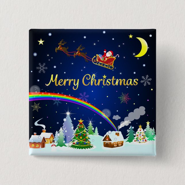 Flying Santa Claus mit Crescent Moon Button (Vorderseite)