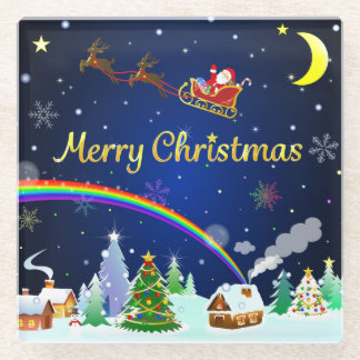 Flying Santa Claus mit Crescent Moon Glasuntersetzer