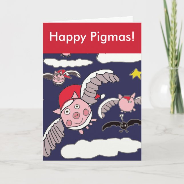 Flying Santa Pig Happy Pigmas Weihnachten (Vorderseite)
